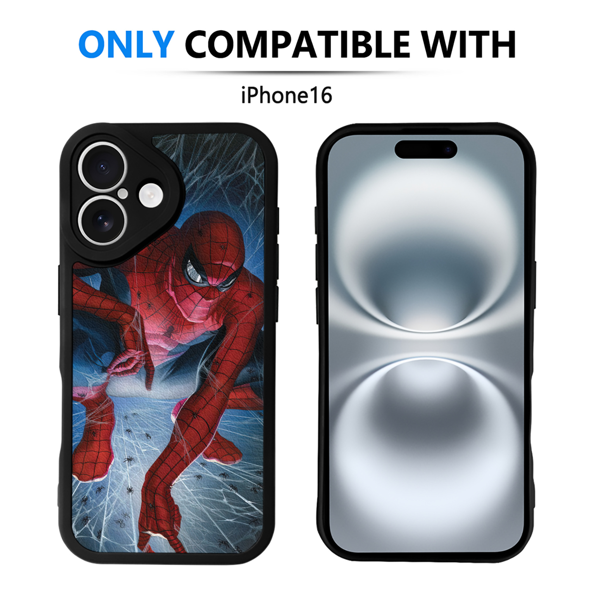（画像用） Spider Man スパイダーマン 【iPhone 16シリーズ対応】シリコンスマホケース（レザー調） 材質：シリコン